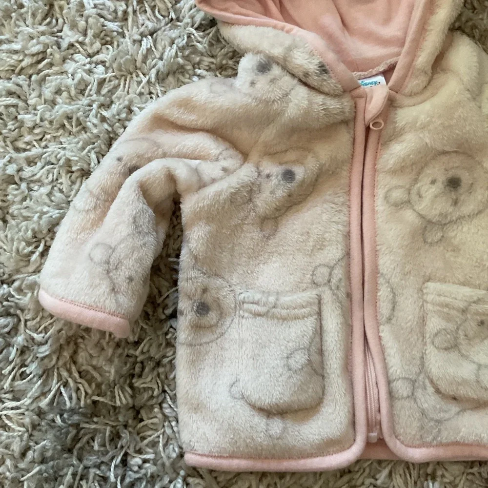 Disney Baby Winnie the Pooh Faux Fur‎ Hoodie and Leggings Set Pink Cream 3-6M